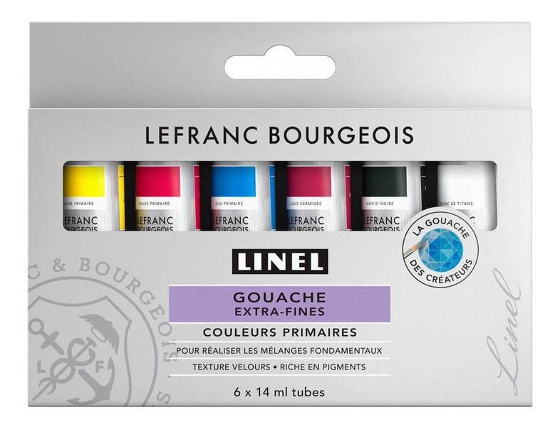 Imagem de Conjunto Tinta Guache Lefranc & Bourgeois Linel 14ml 6 Cores