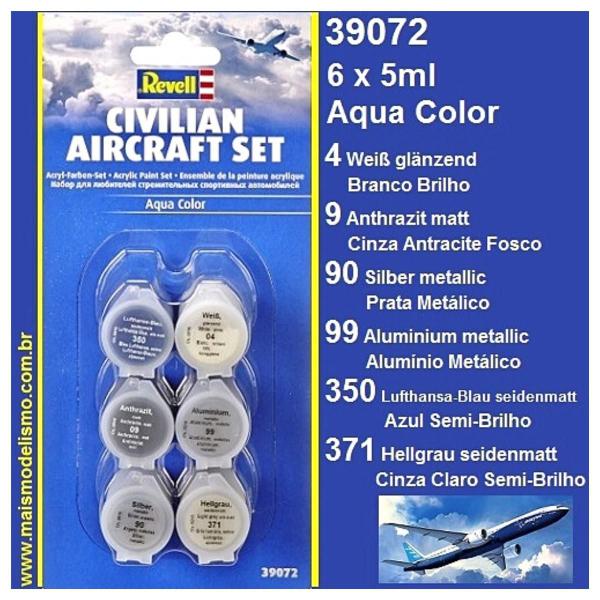Conjunto Tintas Acrílicas Civilian Aircraft Set Revell 39072 Imagem de Conjunto Tintas Acrílicas Civilian Aircraft Set Revell 39072