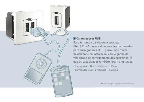 Imagem de Conjunto Tomada 10a Dupla + Tomada Usb Pial Legrand Completo