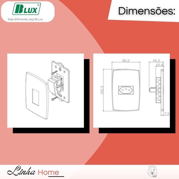 Imagem de Conjunto Tomada 10a + Interruptor Simples - Blux Linha Home