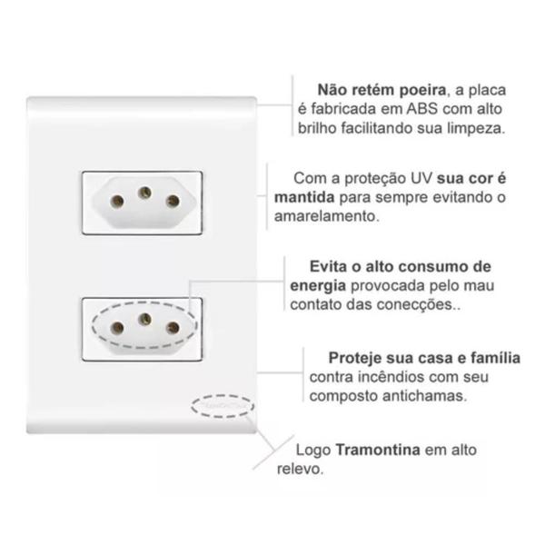 Imagem de Conjunto Tomada Dupla 10a 250v Tramontina Linha Liz