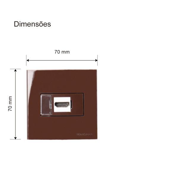 Imagem de Conjunto Tomada HDMI Para Moveis 70x70 Drywall Marrom Sleek Margirius