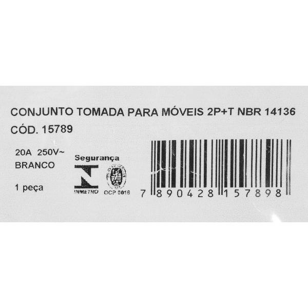 Imagem de Conjunto Tomada Para Móveis 2P+T 20A 250V Branca Margirius