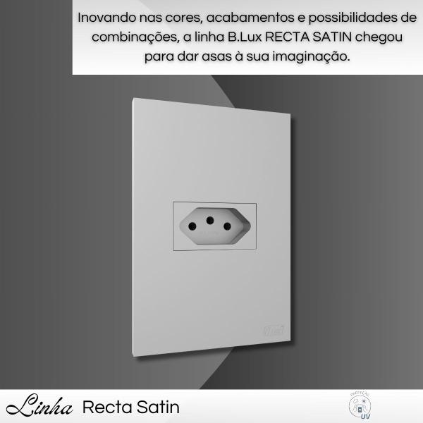 Imagem de Conjunto Tomada Recta Satin 20A Com Placa Horizontal Cor Prata/Cinza/Grafite - B.Lux