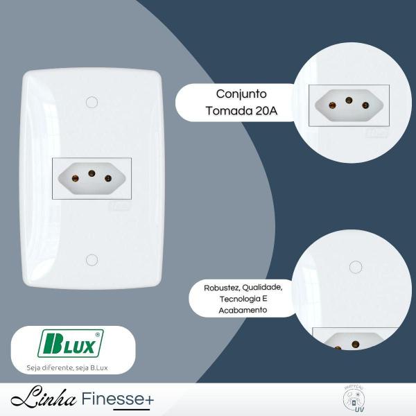 Imagem de Conjunto Tomada Simples Finesse+ 20A Com Placa Branca B.Lux