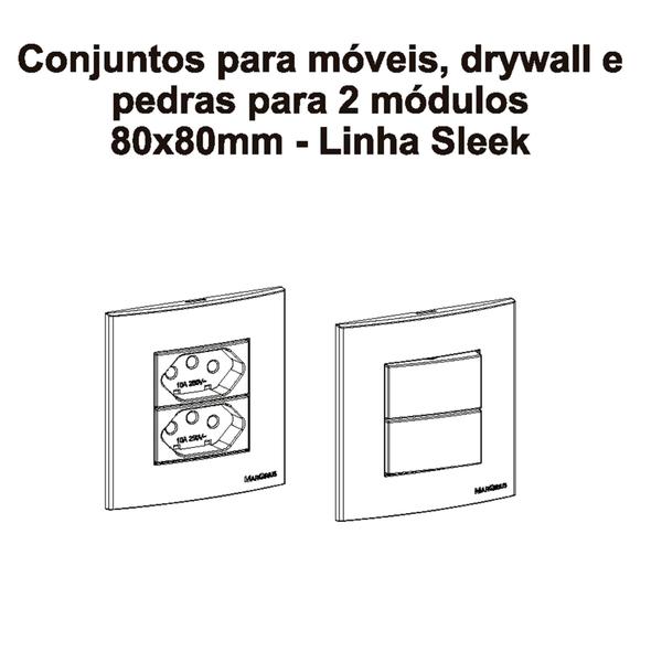 Imagem de Conjunto Tomada Vermelha 20A + Tomada 10A P/ Móvel 80x80 Sleek