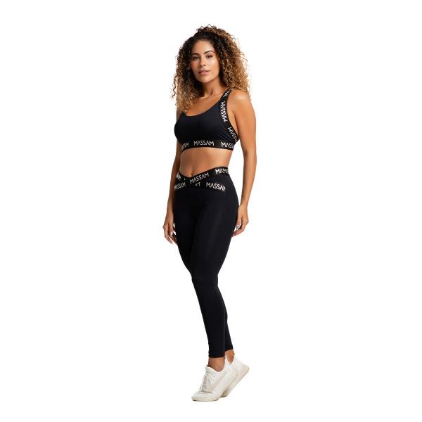 Imagem de Conjunto Top Com Legging Preto Poliamida Massam Fitness