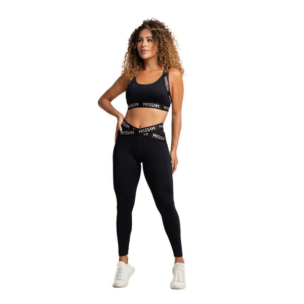 Imagem de Conjunto Top Com Legging Preto Poliamida Massam Fitness