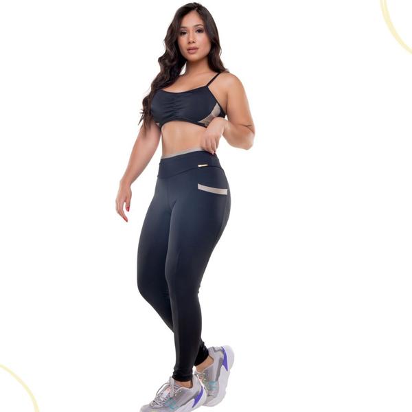 Imagem de Conjunto Top e Calça Legging com Bolso Academia Feminino Fit