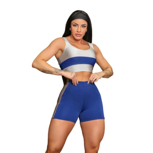 Imagem de Conjunto Top e Short Feminino Fitness Empina Bumbum Uv+50