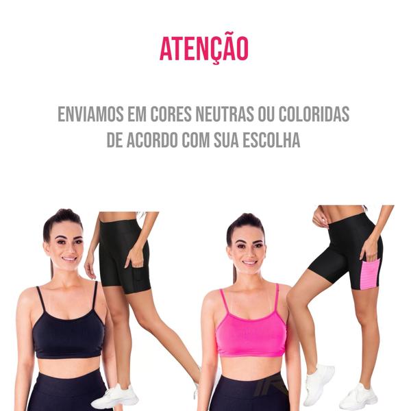 Imagem de Conjunto Top fitness ALÇA FINA bojo Feminino + SHORT leg LEGGING COM BOLSOS Academia Corrida 643