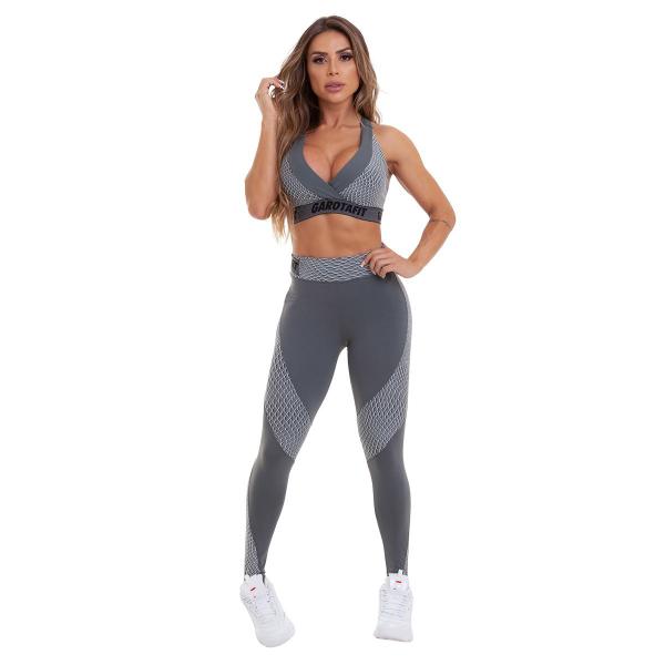 Conjunto Top/Legging Feminino Compressão UV50+ Malha Fria Poliamida Treino Academia Cintilante - GAROTAFIT Imagem de Conjunto Top/Legging Feminino Compressão UV50+ Malha Fria Poliamida Treino Academia Cintilante