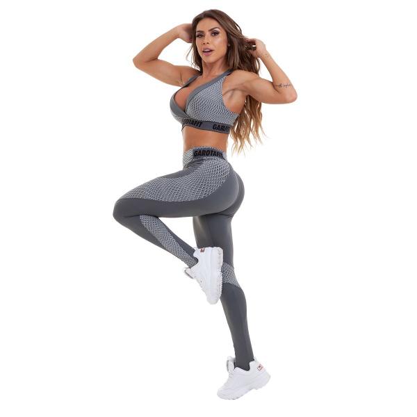 Conjunto Top/Legging Feminino Compressão UV50+ Malha Fria Poliamida Treino Academia Cintilante - GAROTAFIT Imagem de Conjunto Top/Legging Feminino Compressão UV50+ Malha Fria Poliamida Treino Academia Cintilante