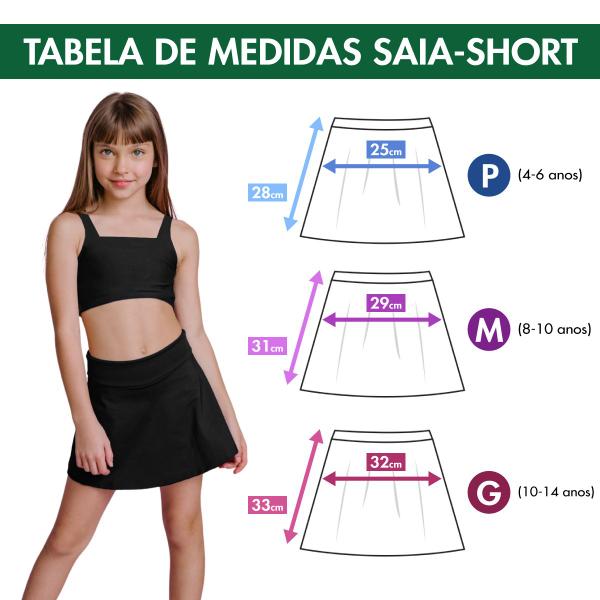 Imagem de Conjunto Top + Saia Short Roupa Ginástica Infantil Feminina Esporte Moda Menina Fitness