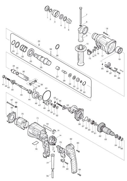 Imagem de Conjunto Travas Molas Arruelas P/ Martelete HR2470 - Makita