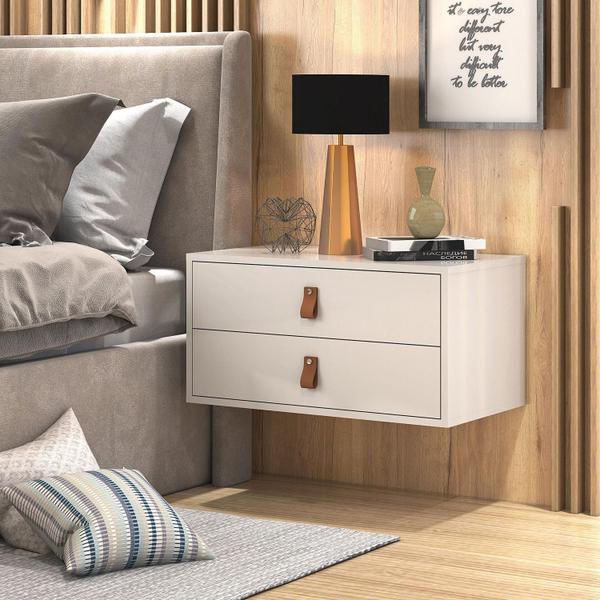 Imagem de Conjunto Unic 60cm: Mesa de Cabeceira de Cor Off White