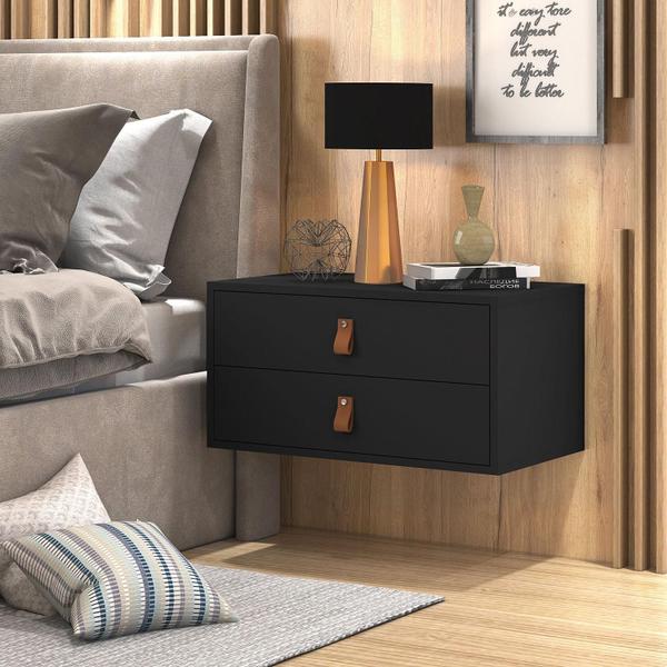 Imagem de Conjunto Unic 60cm: Mesa de Cabeceira de Cor Preto