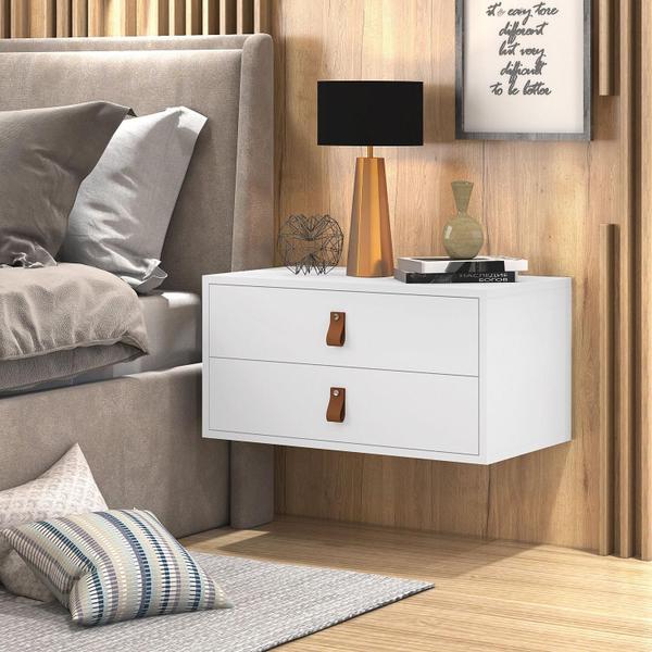 Imagem de Conjunto Unic 60cm: Mesa de Cabeceira Suspensa Branco