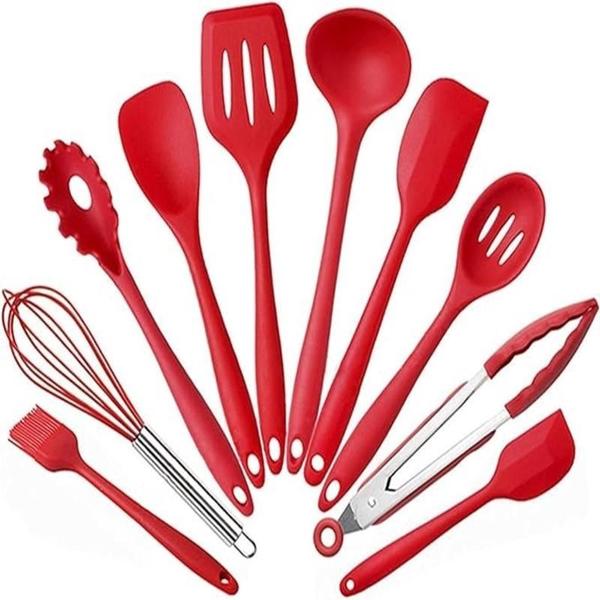 Imagem de Conjunto Utensílios De Cozinha De Silicone Peças - Vermelho