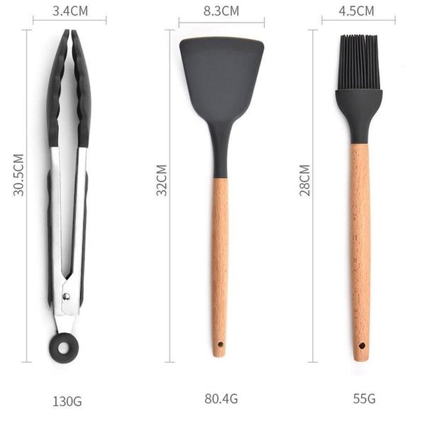 Imagem de Conjunto Utensílios De Cozinha Silicone Set 12 Peças Cinza