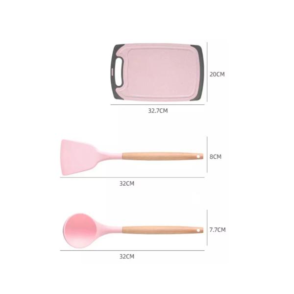 Imagem de Conjunto Utensílios Silicone c/ Facas e Tabua de Cortar 19Pç