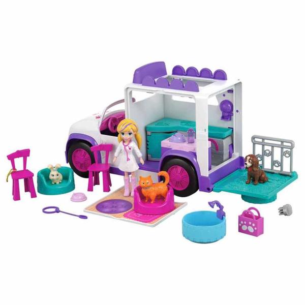 Imagem de Conjunto Veículo e Boneca - Polly Pocket - Hospital Móvel dos Bichinhos - Mattel