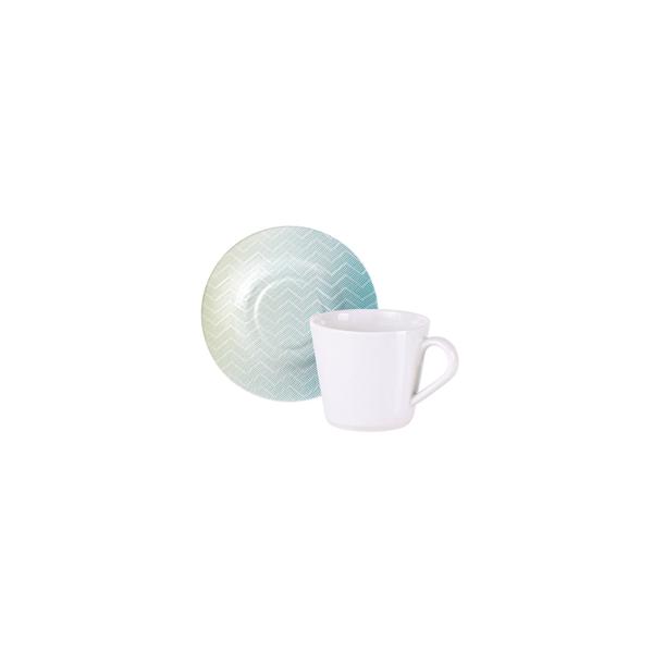 Imagem de Conjunto Xícara e Pires de Chá Tramontina Polaris em Porcelana Decorada, 185 ml