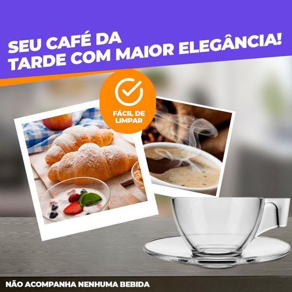 Imagem de Conjunto Xicara e Pires Ideal para Café 90ml Vidro - Duralex