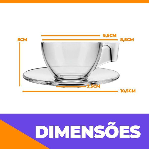 Imagem de Conjunto Xicara e Pires Ideal para Café 90ml Vidro - Duralex