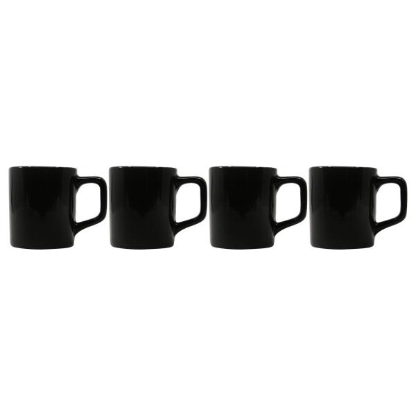 Imagem de Conjunto Xícaras Café Cerâmica Preta Brilhosa 80mL - 4un