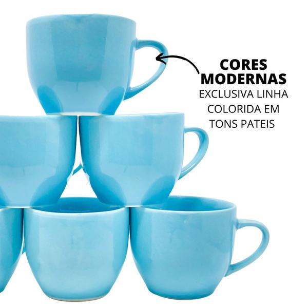 Imagem de Conjunto Xícaras Kit 6 Peças Porcelana Chicara Chá e Café 170ML