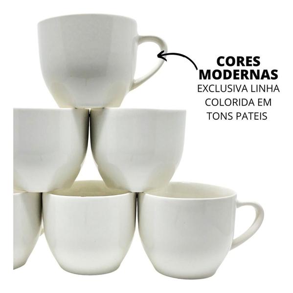 Imagem de Conjunto Xícaras Kit 6 Peças Porcelana Chicara Chá e Café 170ML