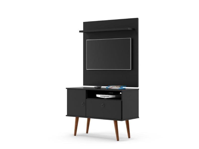 Imagem de Conjunto Y  Retrô Rack + Painel Para TV Até 32'' Polegadas Cor Preto