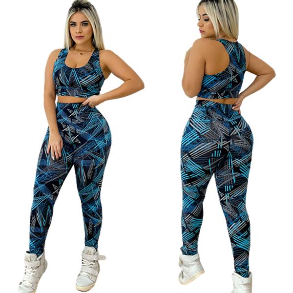 Imagem de Conjuntos 3 Calça E 3 Top Roupas De Academia Fit Estampados - Tamanho P ao GG