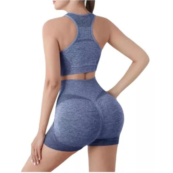 Imagem de Conjuntos Academia Fitness Feminino Leggings Top Bra Shorts Levanta Bumbum