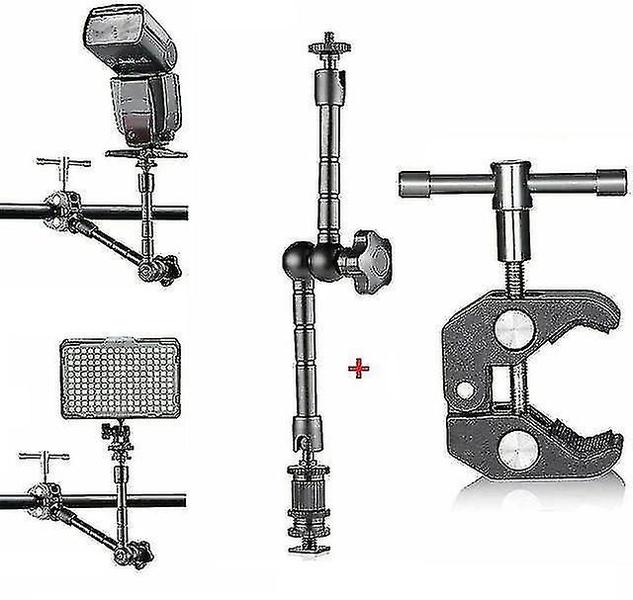 Imagem de Conjuntos de acessórios de câmera usados para instalar monitor hdmi luz led câmera flash câmera dslr super clamp 11 polegadas ajustável