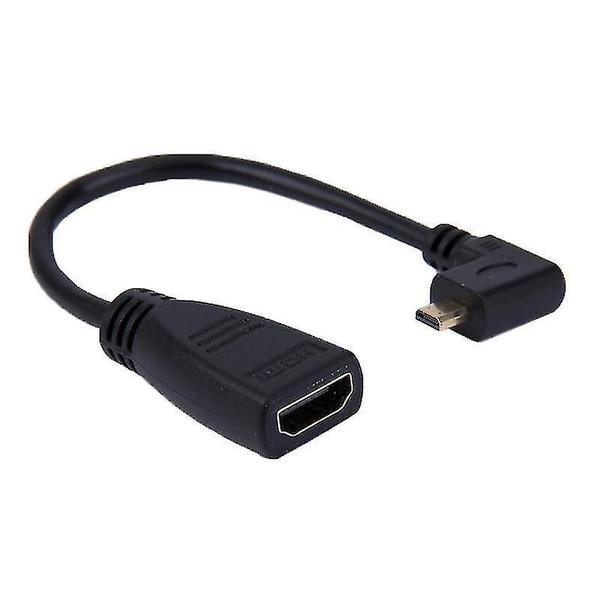 Imagem de Conjuntos de acessórios de computador 19cm 90 graus micro hdmi adaptador de cabo macho para hdmi fêmea preto