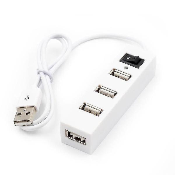 Conjuntos de acessórios de computador 4 portas usb hub 2.0 adaptador divisor usb com interruptor branco - HUOGUO Imagem de Conjuntos de acessórios de computador 4 portas usb hub 2.0 adaptador divisor usb com interruptor branco