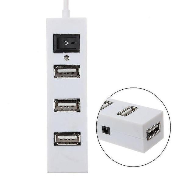 Conjuntos de acessórios de computador 4 portas usb hub 2.0 adaptador divisor usb com interruptor branco - HUOGUO Imagem de Conjuntos de acessórios de computador 4 portas usb hub 2.0 adaptador divisor usb com interruptor branco
