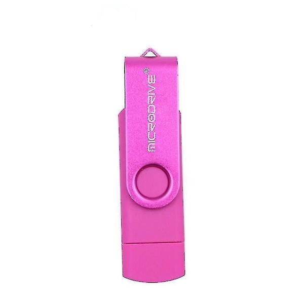 Imagem de Conjuntos de acessórios de computador microdrive 16gb usb 2.0 telefone e computador de uso duplo rotativo otg metal u disco rosa