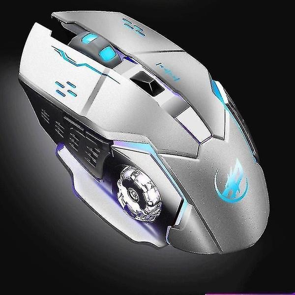 Conjuntos de acessórios de computador mouse recarregável sem fio warwolf q8 mouse brilhante para jogos prata - HUOGUO Imagem de Conjuntos de acessórios de computador mouse recarregável sem fio warwolf q8 mouse brilhante para jogos prata