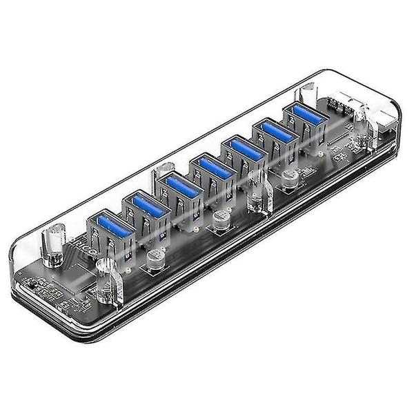 Imagem de Conjuntos de acessórios de computador orico f7u 7xusb 3.0 portas 5gbps hub de desktop de transmissão rápida com luz indicadora led azul