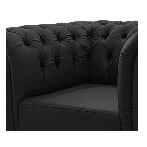 Imagem de Conjuto Sofá Namoradeira e Poltrona Decorativa Capitonê Chesterfield Suede Preto Escritório Sala de Estar Consultório Recepção - AM Decor