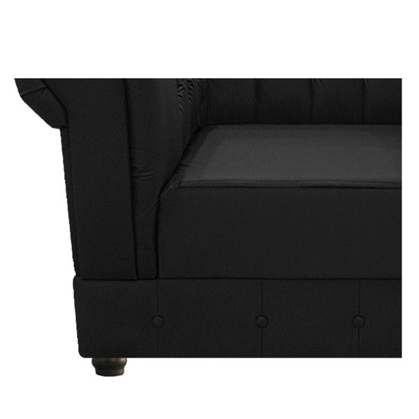 Imagem de Conjuto Sofá Namoradeira e Poltrona Decorativa Capitonê Chesterfield Suede Preto Escritório Sala de Estar Consultório Recepção - AM Decor