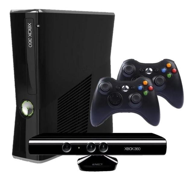 Imagem de Console 360 Slim 4gb 2 Controles + Kinect e 3 Jogos Standard Cor Matte Black