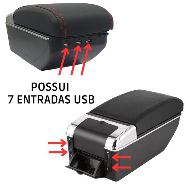 Imagem de Console Apoio De Braço Universal Entrada Usb Preto Vermelho