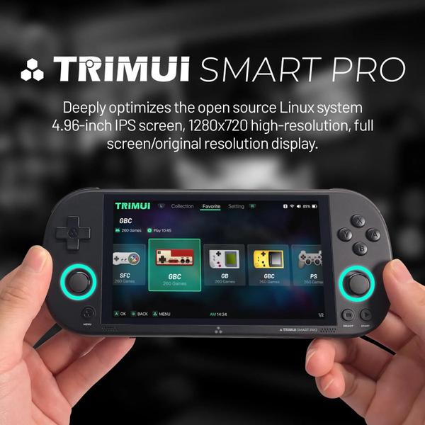 Imagem de Console de Jogos Portátil Trimui Smart Pro - Tela IPS de 4,96" com Iluminação RGB e Sistema Linux Retro