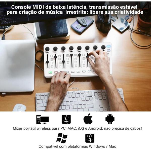 Imagem de Console De Mixagem 43 Botões Para Instrumentos Eletroacústicos SMC-Mixer Mixer Sem Fio Ligação BT Controlador USB 