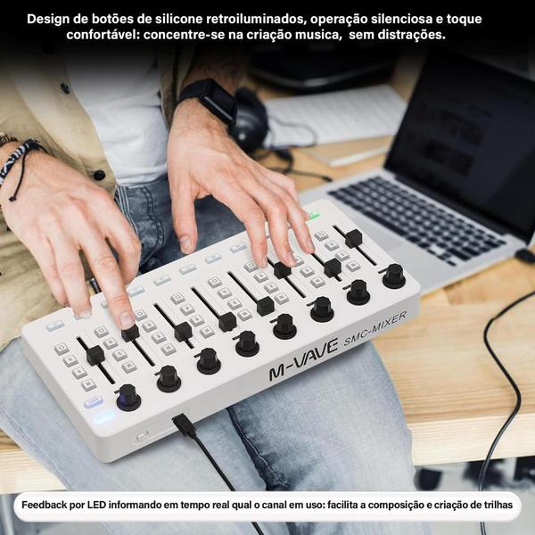 Imagem de Console De Mixagem 43 Botões Para Instrumentos Eletroacústicos SMC-Mixer Mixer Sem Fio Ligação BT Controlador USB 