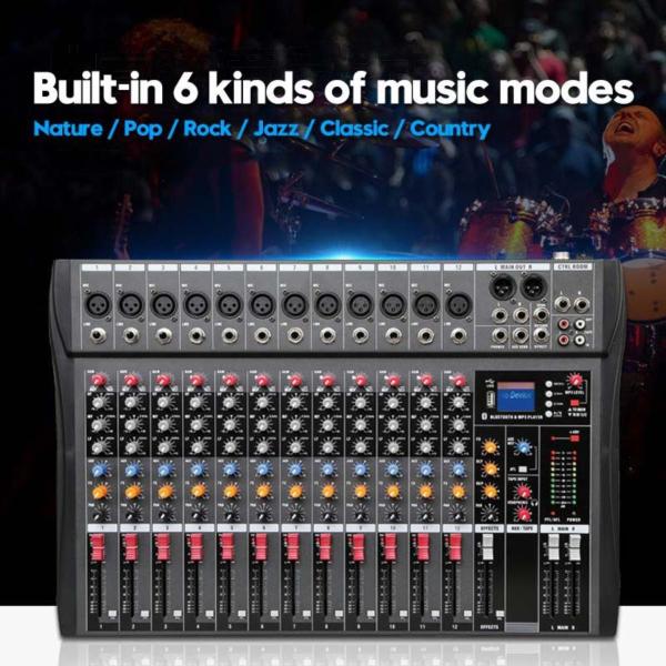 Imagem de Console Le-712 Mesa De Som 12 Canais Bluetooth Usb Mixer Mp3